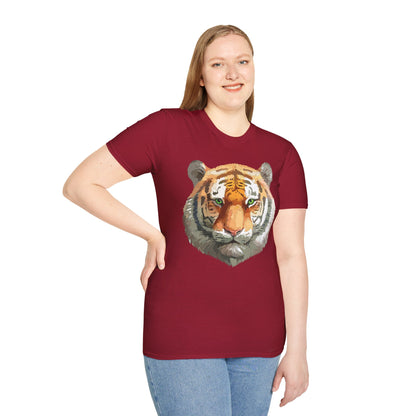 Tiger Print Shirt Unisex Animal Tee Gildan Softstyle 64000 Cotton Comfort