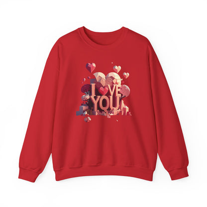 Unisex Heart Love Sweatshirt Floral Valentines Day Cotton Poly Fifty Fifty Blend