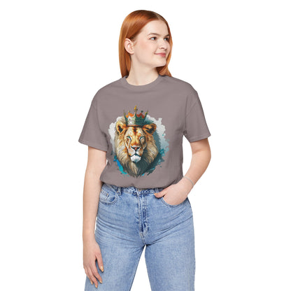 Lion with Crown Tee Unisex Cotton Watercolor King Lion Graphic T-Shirt 2