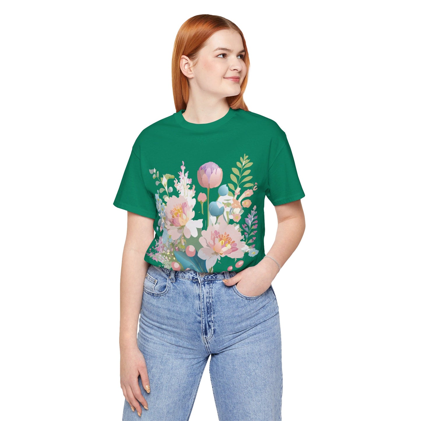 T-Shirt aus natürlicher Baumwolle mit Blumen