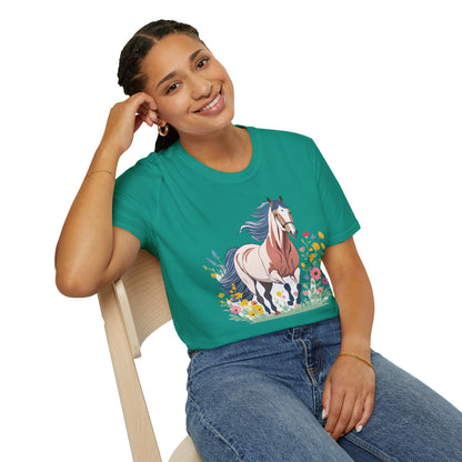 Unisex Horse Tee Softstyle Cotton Shirt With Animals Design Graphic