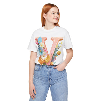 Natural Cotton Tee Shirt - Letters Collection - V Printify