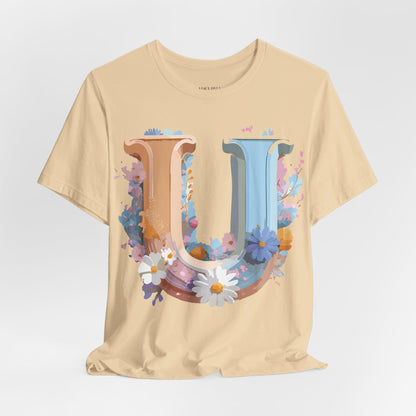 Natural Cotton Tee Shirt - Letters Collection - U Printify