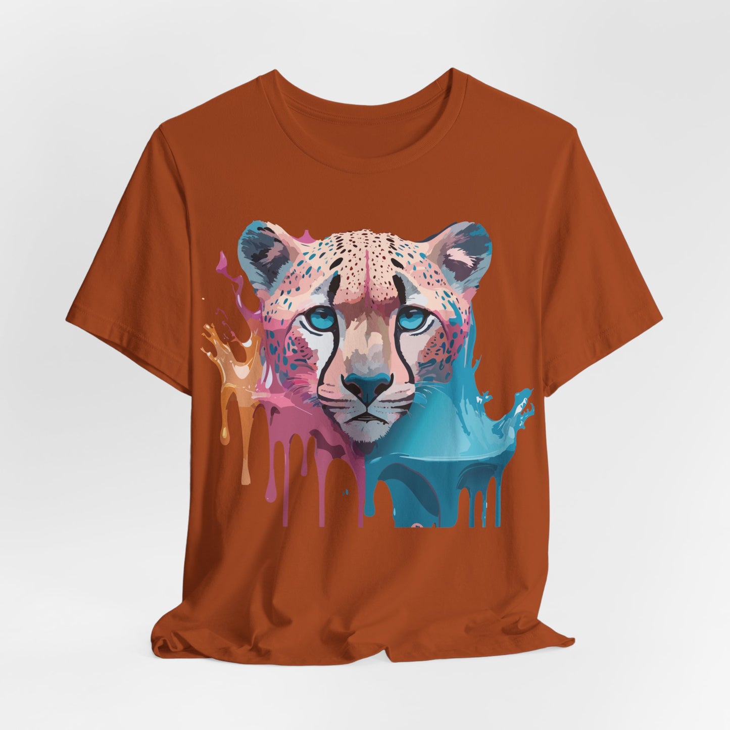 Natural Cotton Tee Shirt with Cheetah