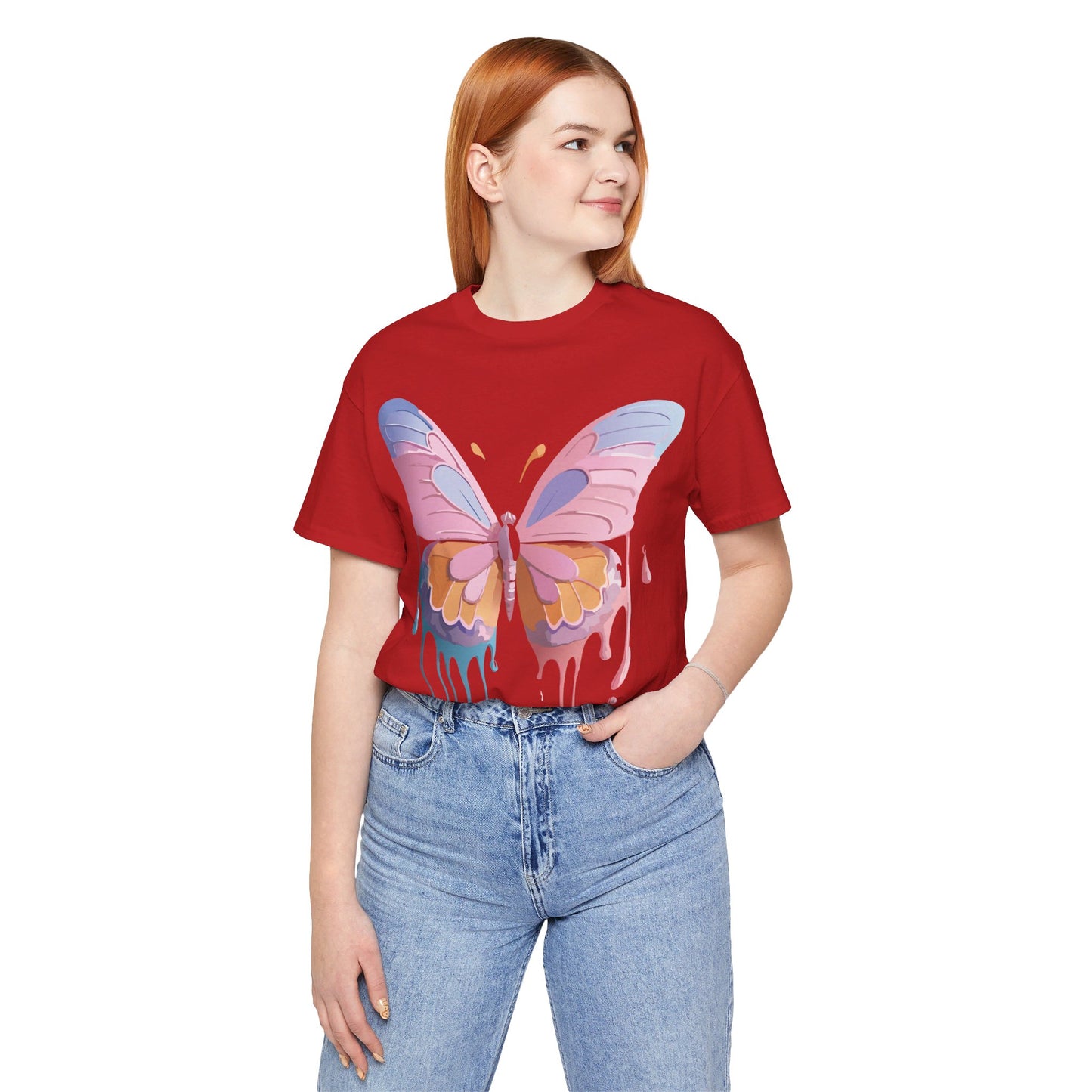 Natural Cotton Tee Shirt with Butterfly