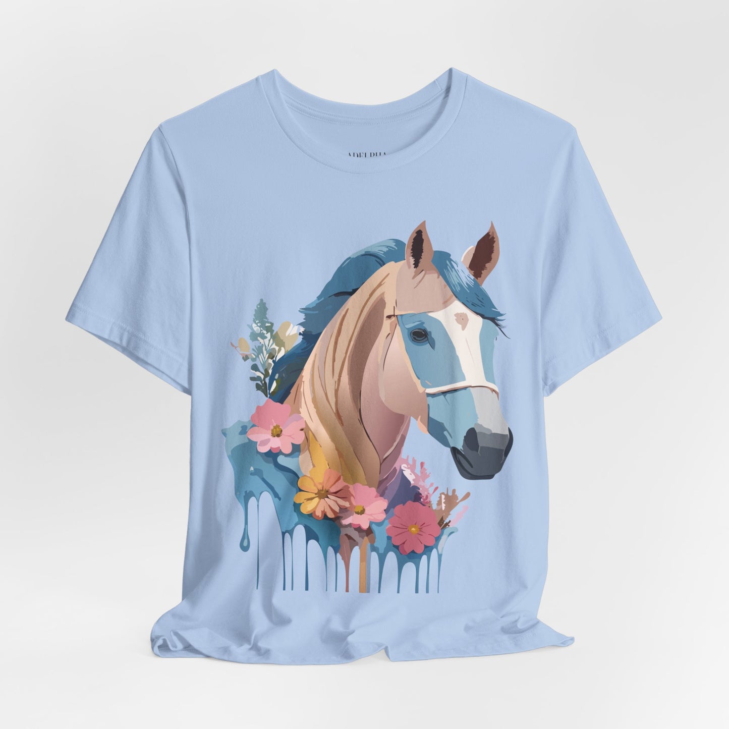 Natural Cotton Tee Shirt with Horse