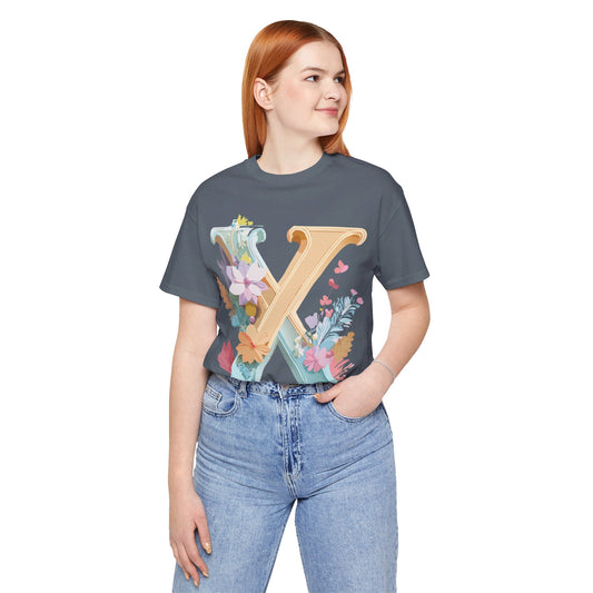 Natural Cotton Tee Shirt - Letters Collection - X Printify