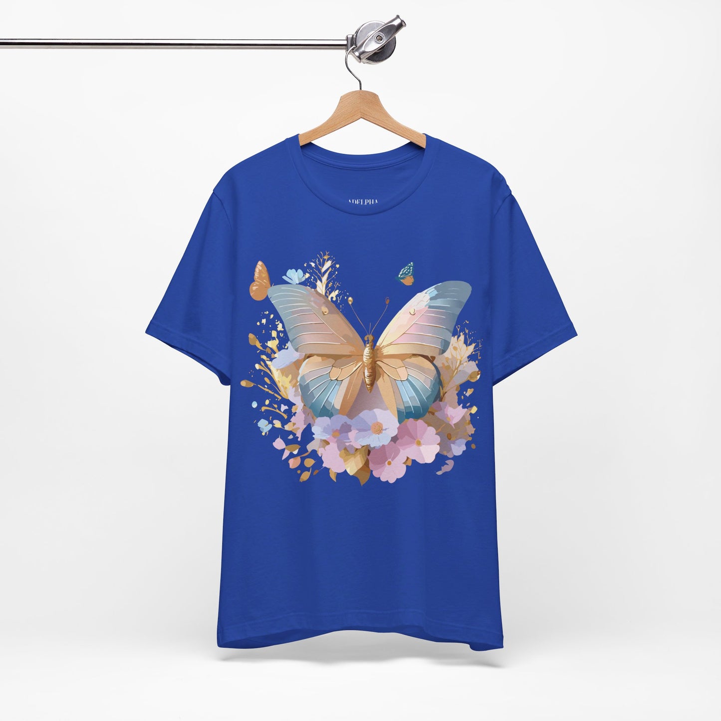 Natural Cotton Tee Shirt with Butterfly