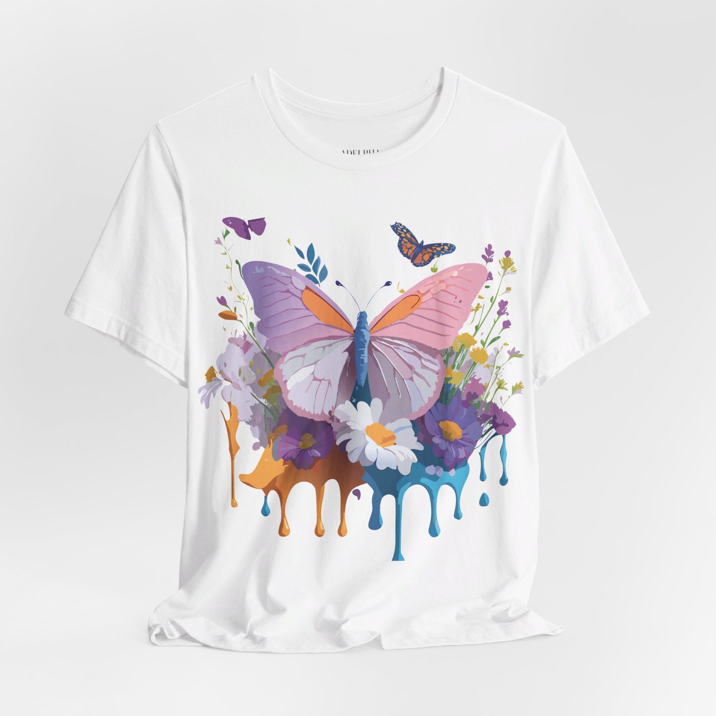 Natural Cotton Tee Shirt with Butterfly