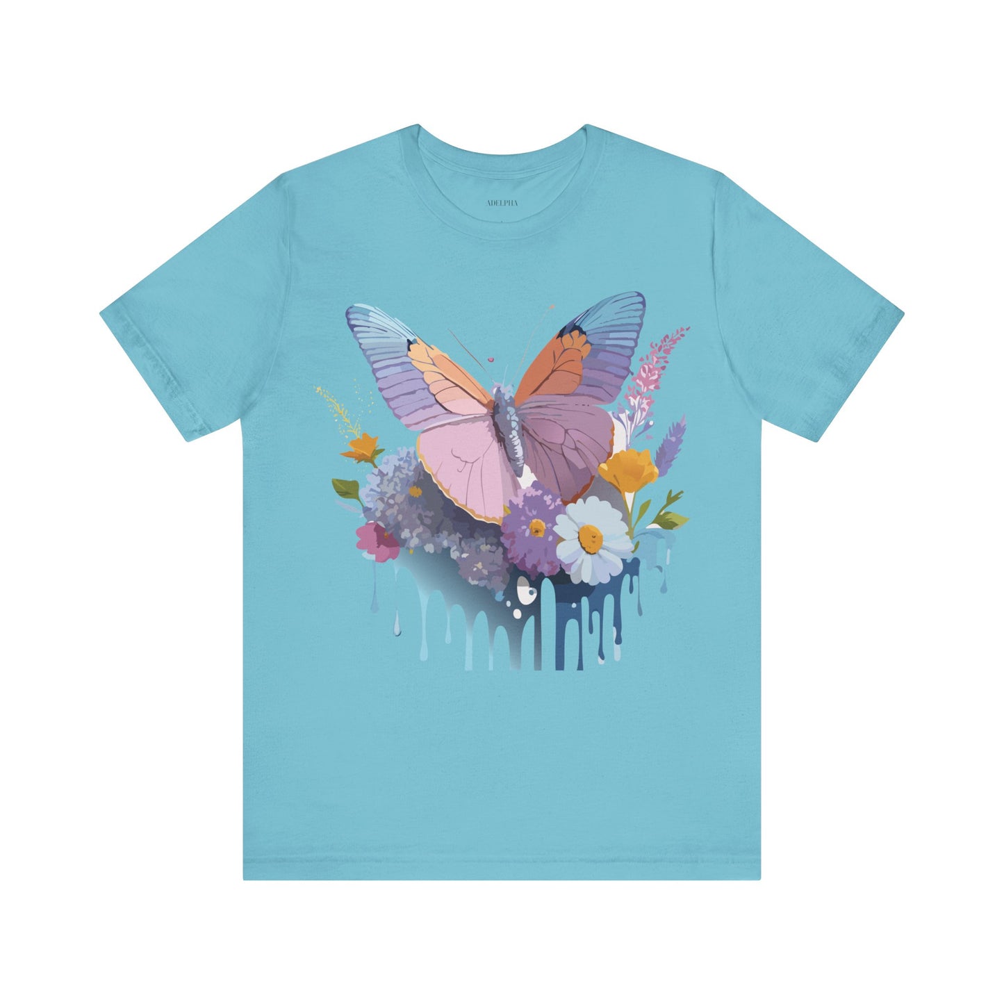 Natural Cotton Tee Shirt with Butterfly