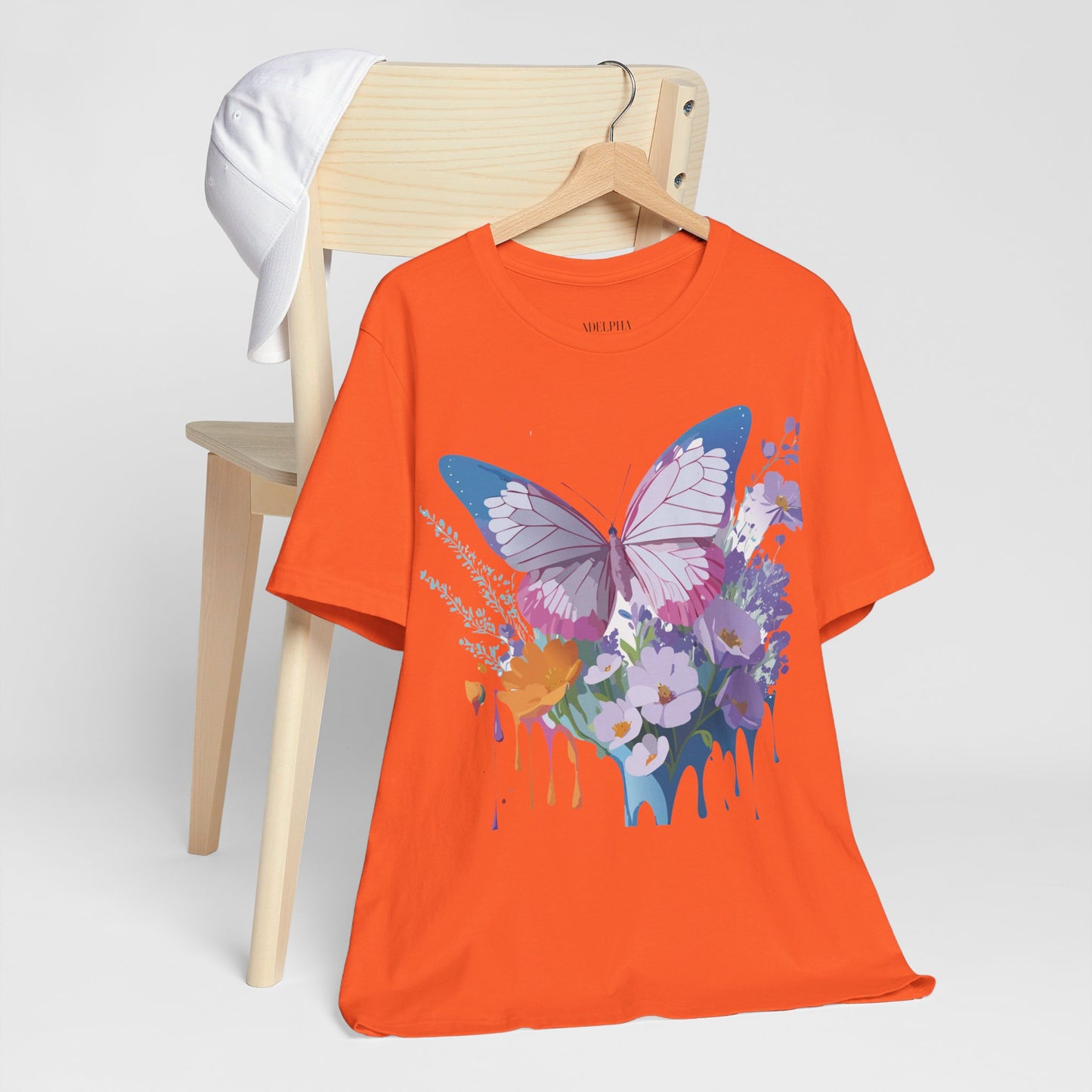 Natural Cotton Tee Shirt with Butterfly