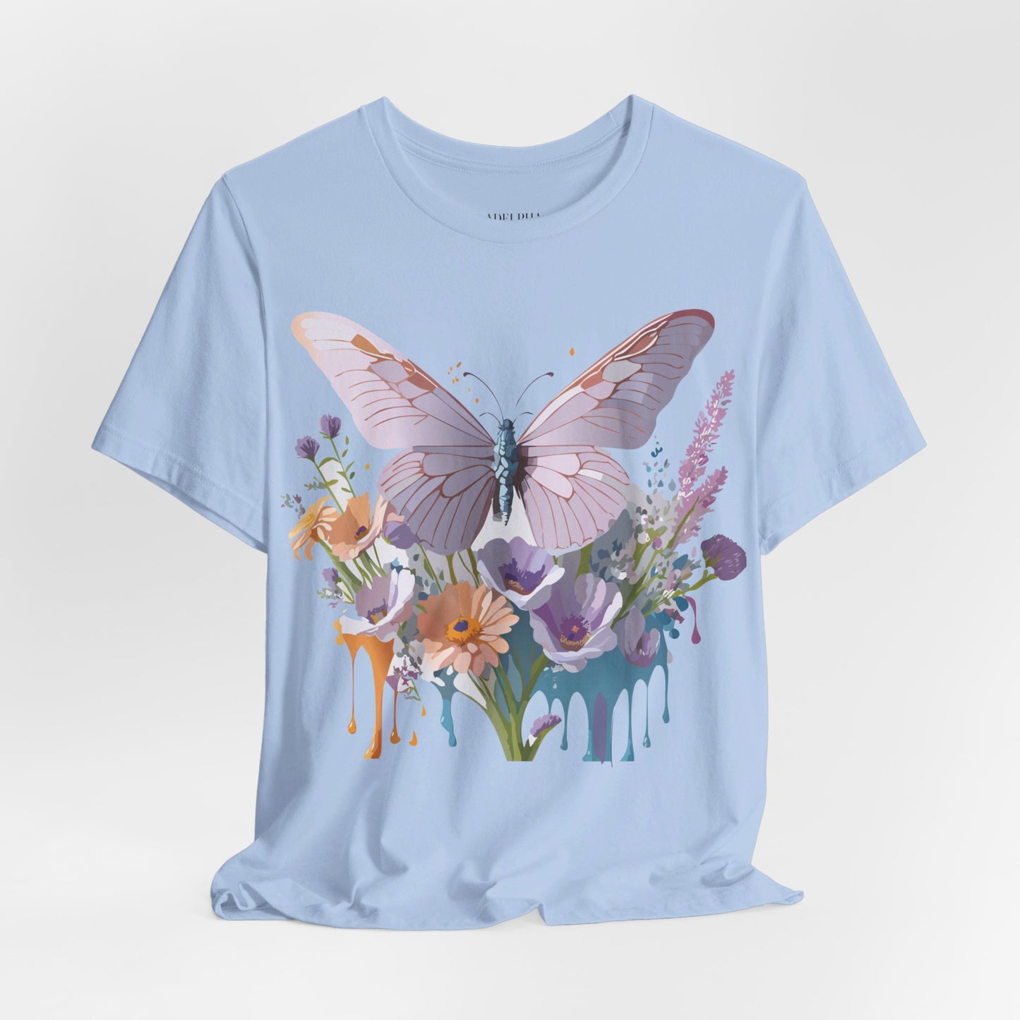 Natural Cotton Tee Shirt with Butterfly