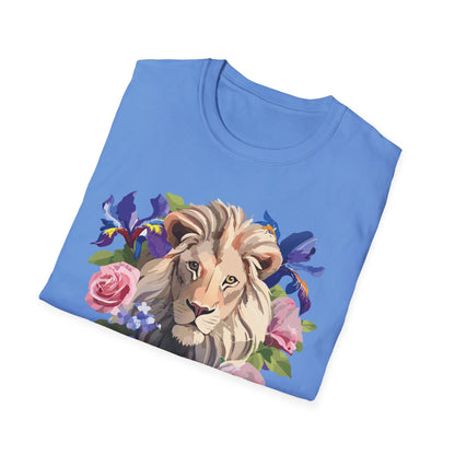 Unisex Lion Shirt Floral Lion Tee Softstyle Gildan 64000 100 Percent Cotton