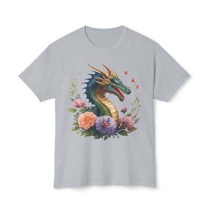 Dragon Art Design Shirt Unisex Cotton T Shirt Floral Print Tee