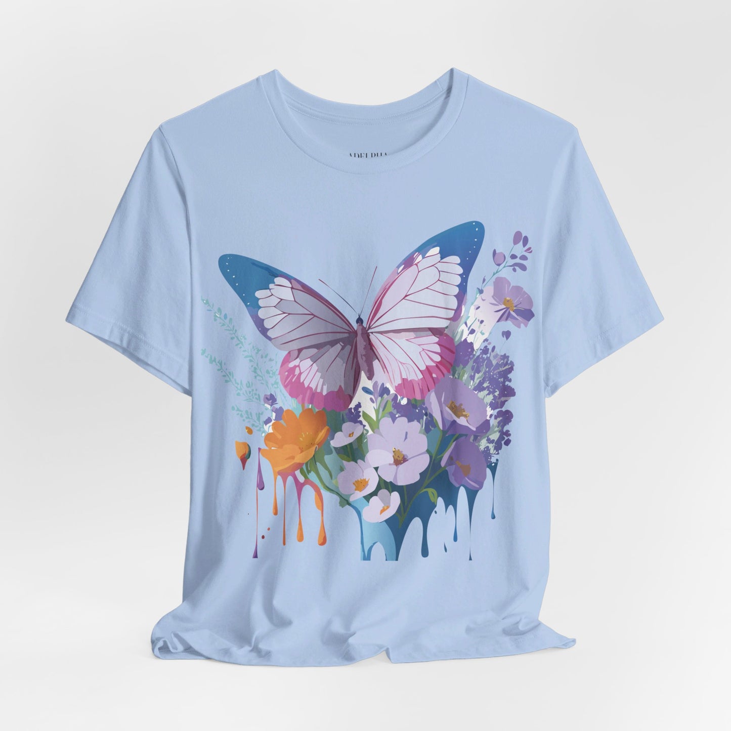 Natural Cotton Tee Shirt with Butterfly