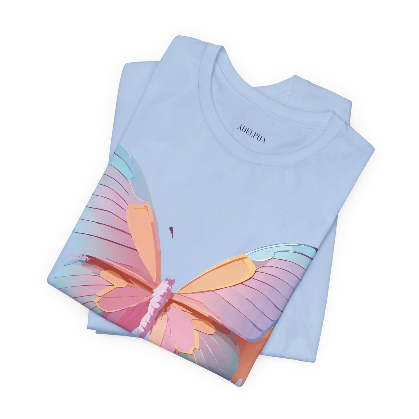 Natural Cotton Tee Shirt with Butterfly