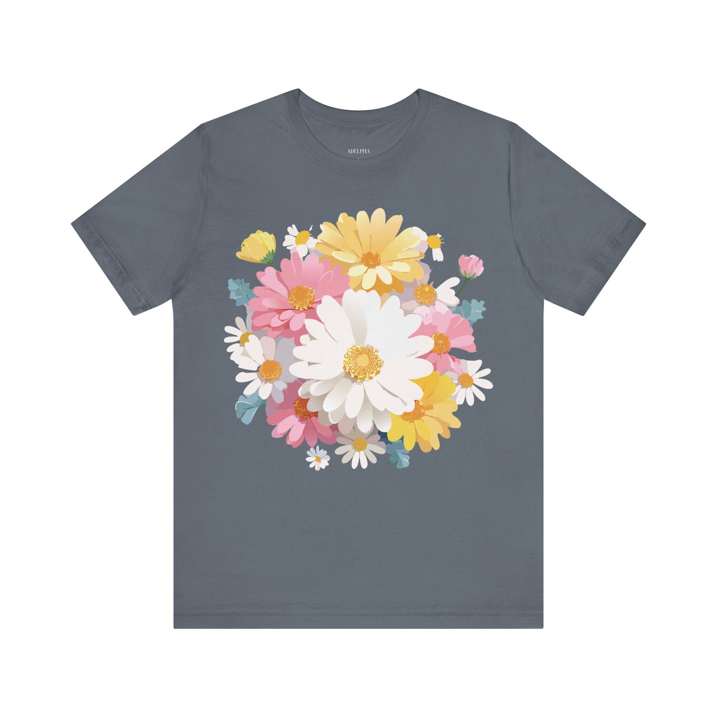 Natural Cotton Tee Shirt with Flowers