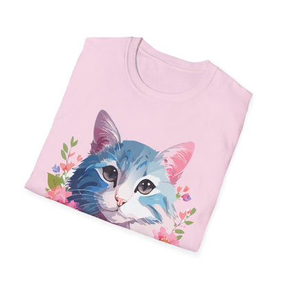Cat Shirt Unisex Cat Tee Kitten Print Gildan Softstyle 64000