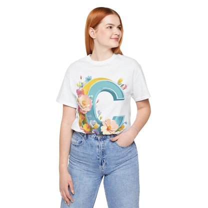 Natural Cotton Tee Shirt - Letters Collection - C Printify