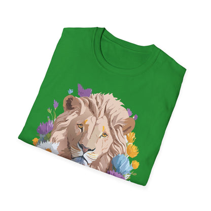 Lion Shirt Unisex Floral Lion Tee Gildan Softstyle 64000 Short Sleeve