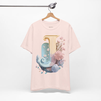 Natural Cotton Tee Shirt - Letters Collection - J Printify