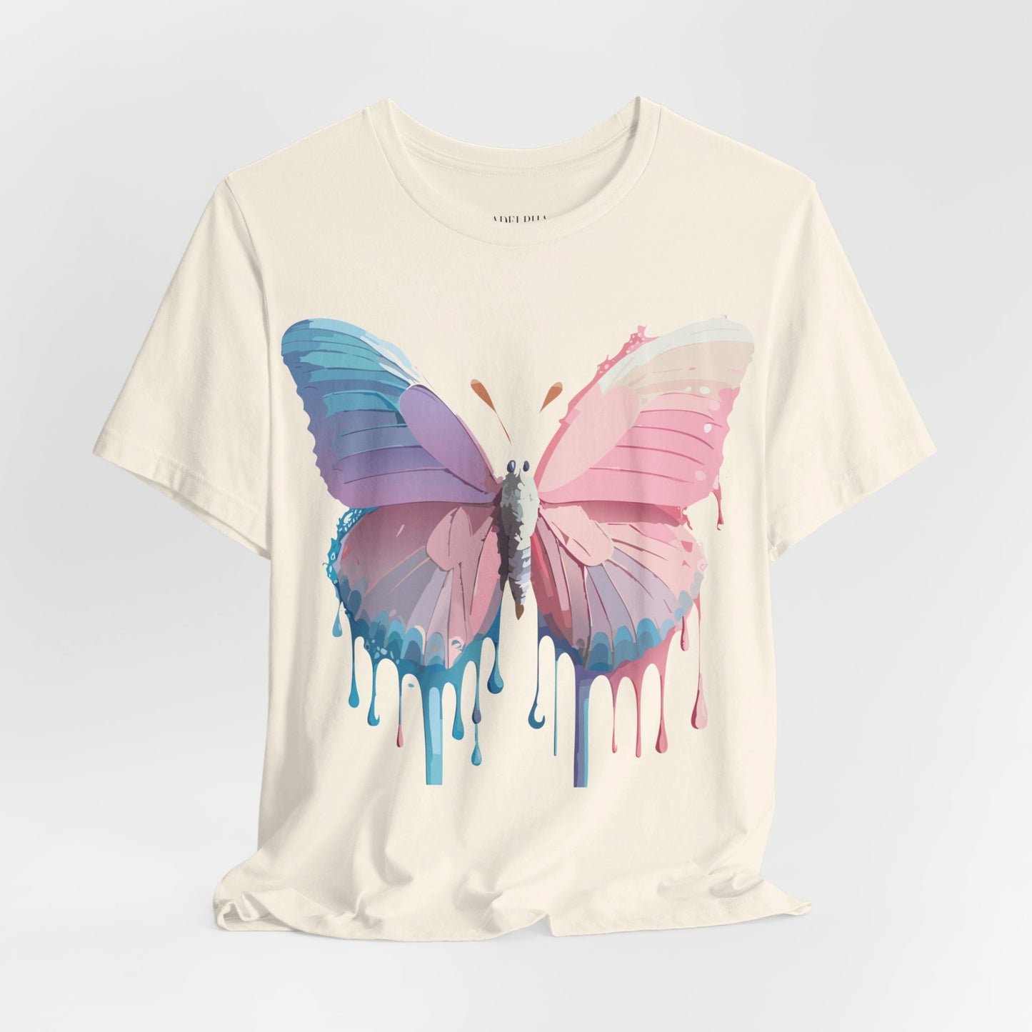 Natural Cotton Tee Shirt with Butterfly