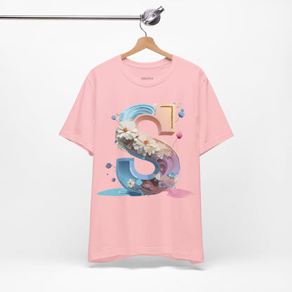 Natural Cotton Tee Shirt - Letters Collection - S Printify