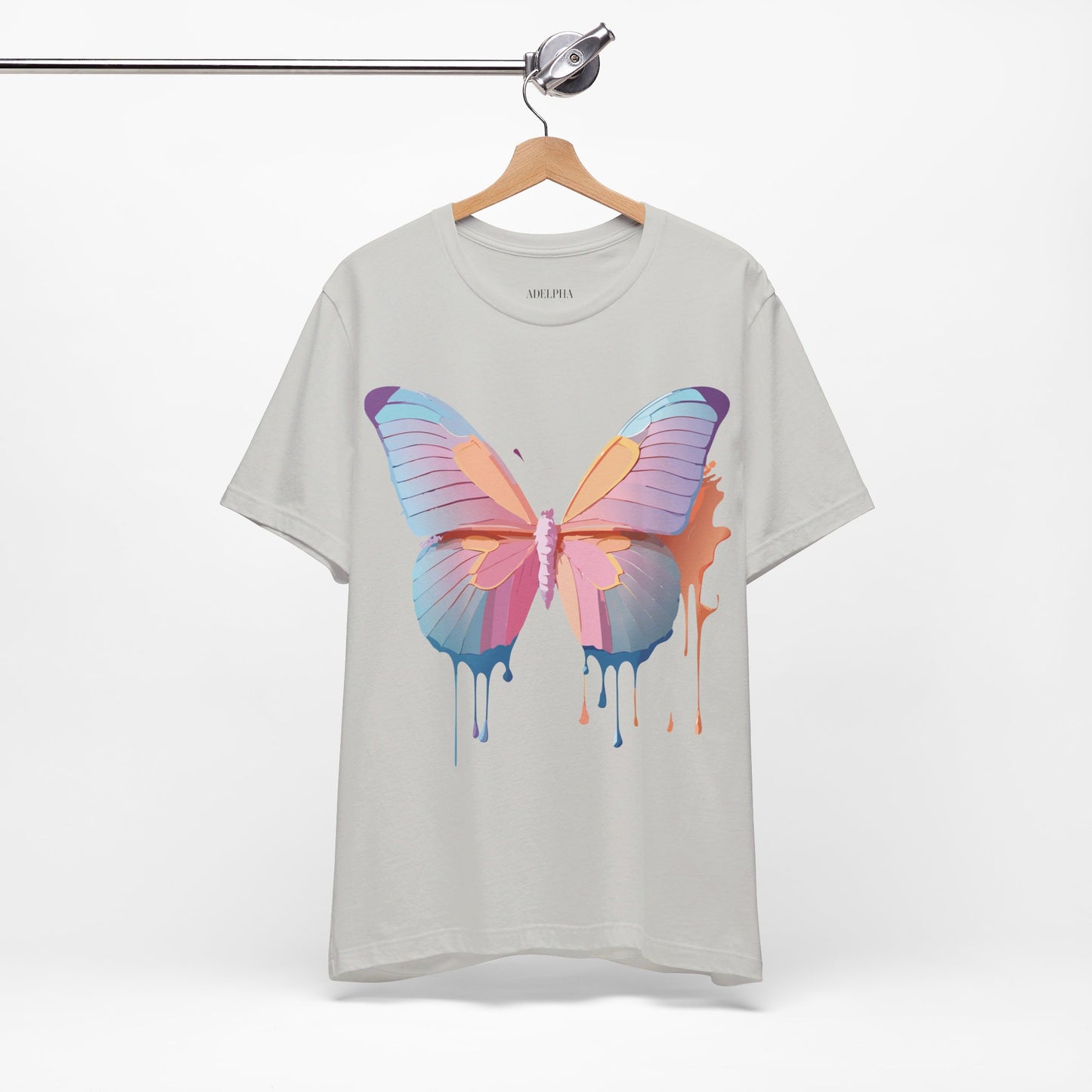 Natural Cotton Tee Shirt with Butterfly