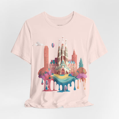 Natural Cotton Tee Shirt - Beautiful Places Collection - Barcelona Printify