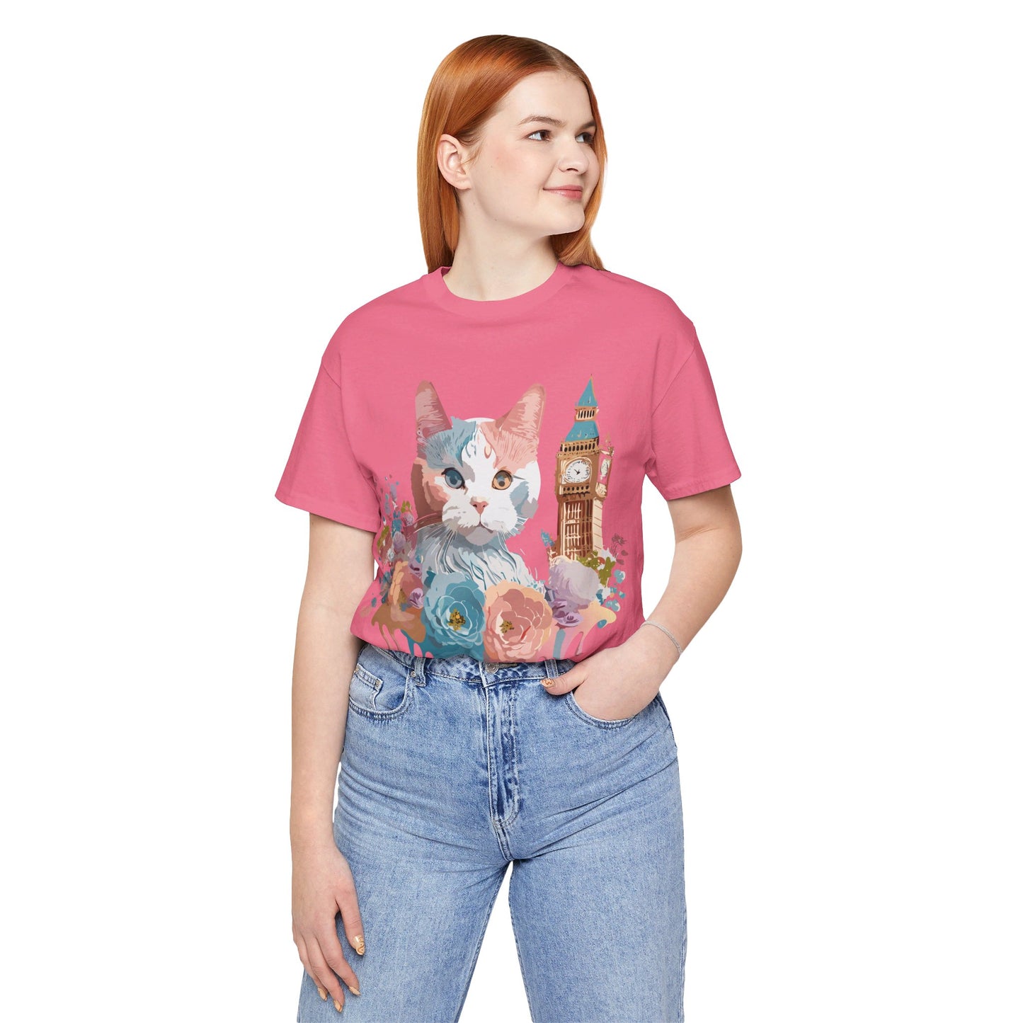 T-Shirt aus natürlicher Baumwolle mit Katze