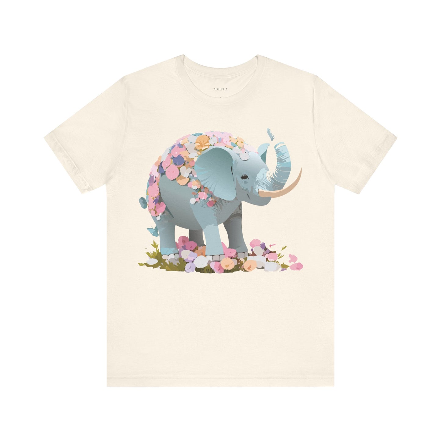 T-shirt en coton naturel avec motif éléphant