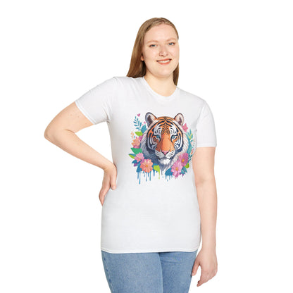 Tiger Themed Unisex Cotton Short Sleeve T Shirt Animal Print Tee