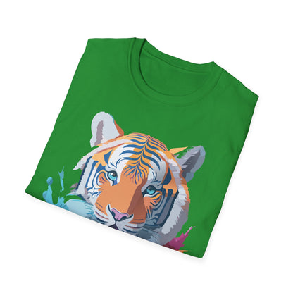 Tiger Print Shirt Unisex Softstyle Tee 100 Percent Ring Spun Cotton