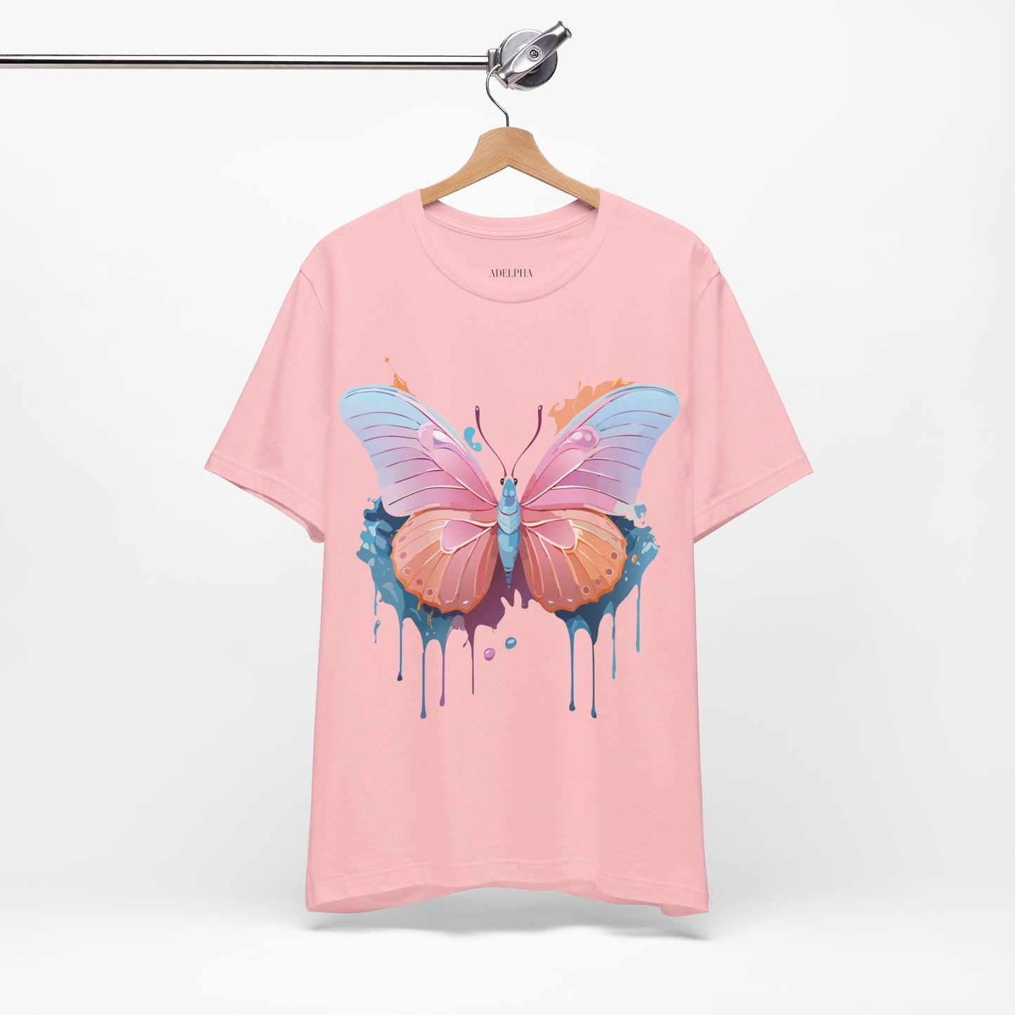 Natural Cotton Tee Shirt with Butterfly