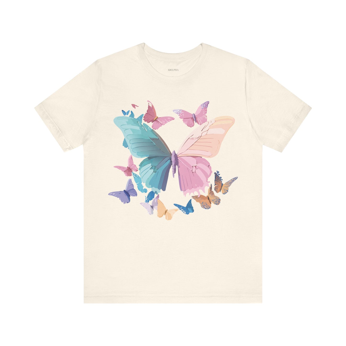 Natural Cotton Tee Shirt with Butterfly