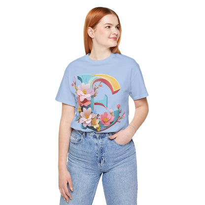 Natural Cotton Tee Shirt - Letters Collection - E Printify