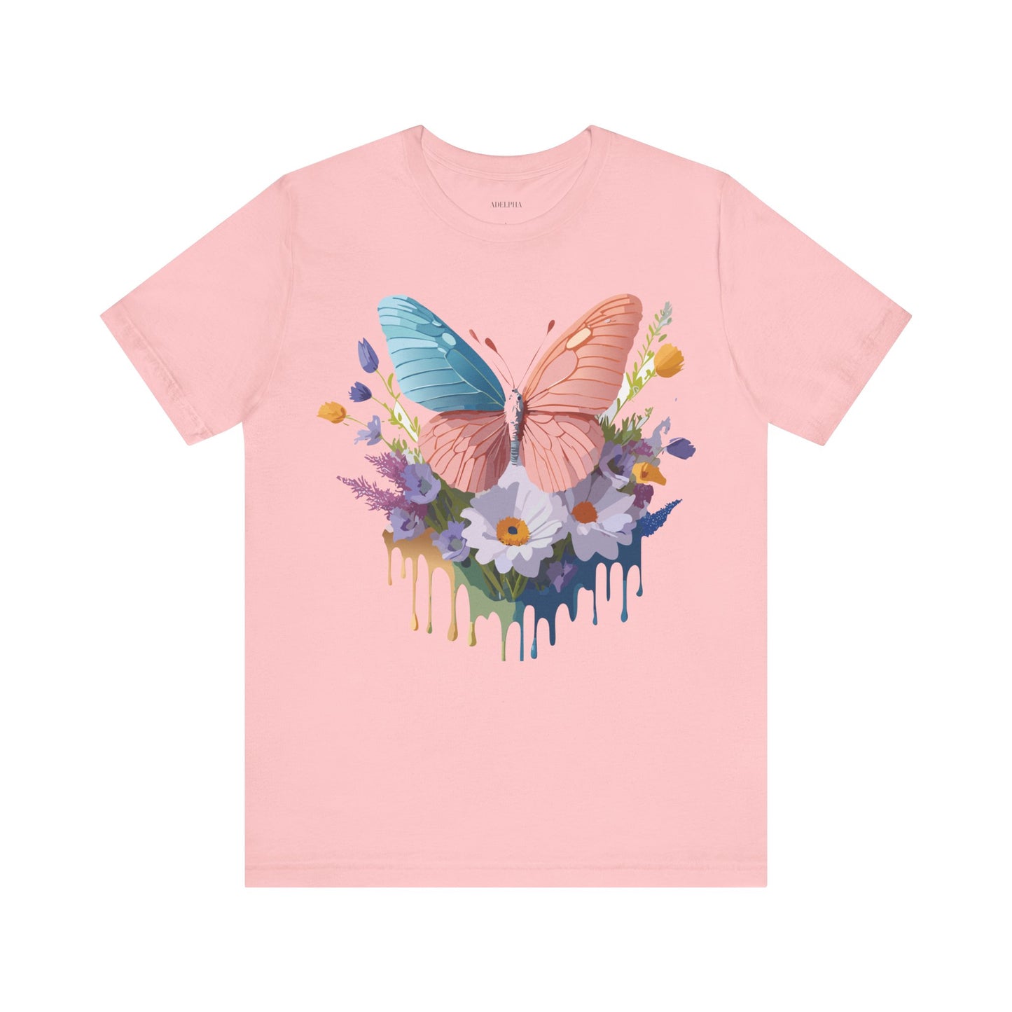 Natural Cotton Tee Shirt with Butterfly