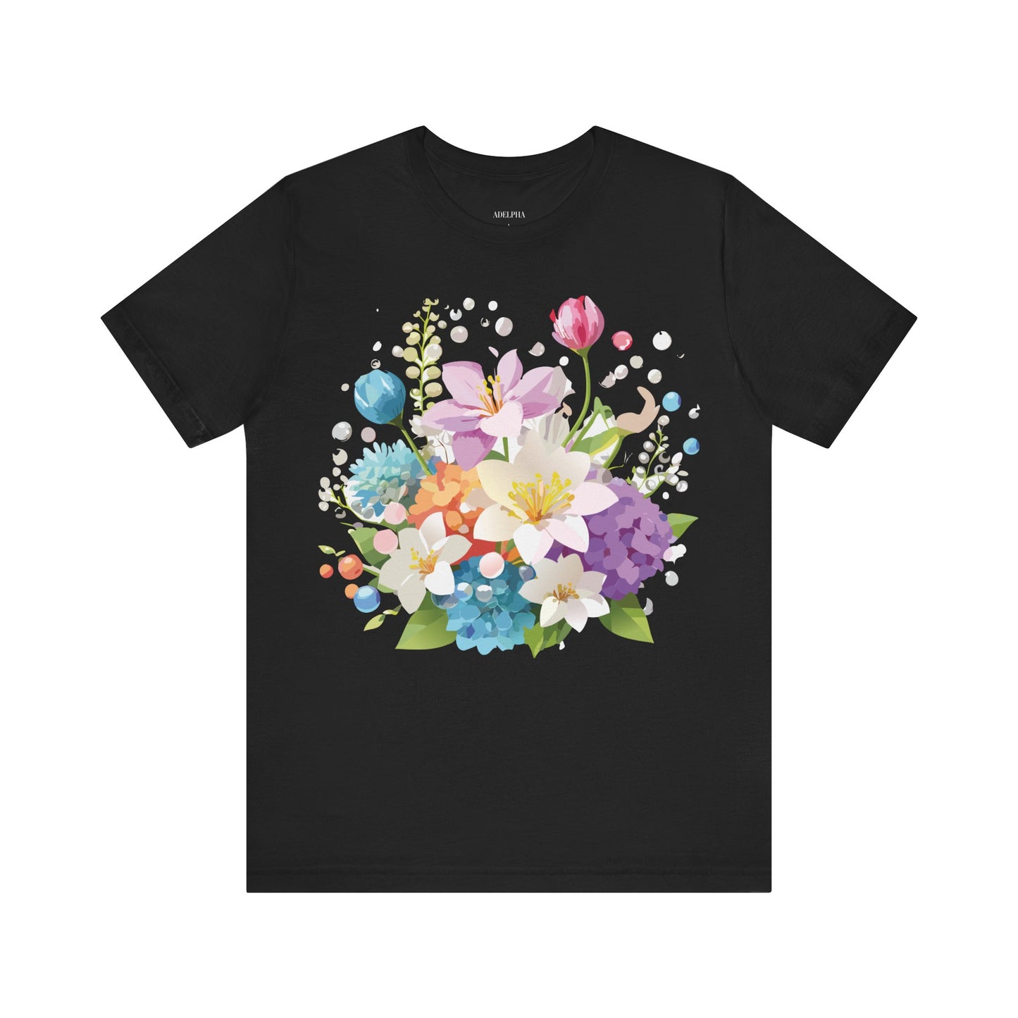 Natural Cotton Tee Shirt with Flowers