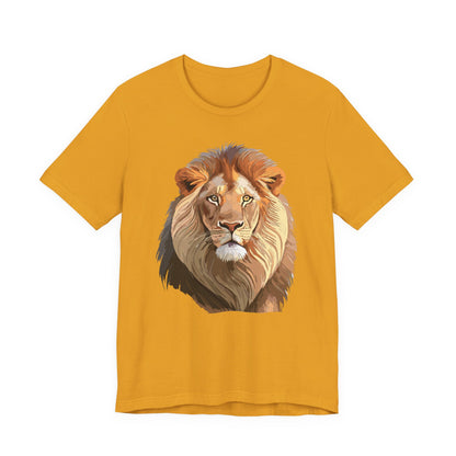 Safari Lion Head Illustration T-Shirt Unisex Cotton Realistic Lion Portrait Tee 3
