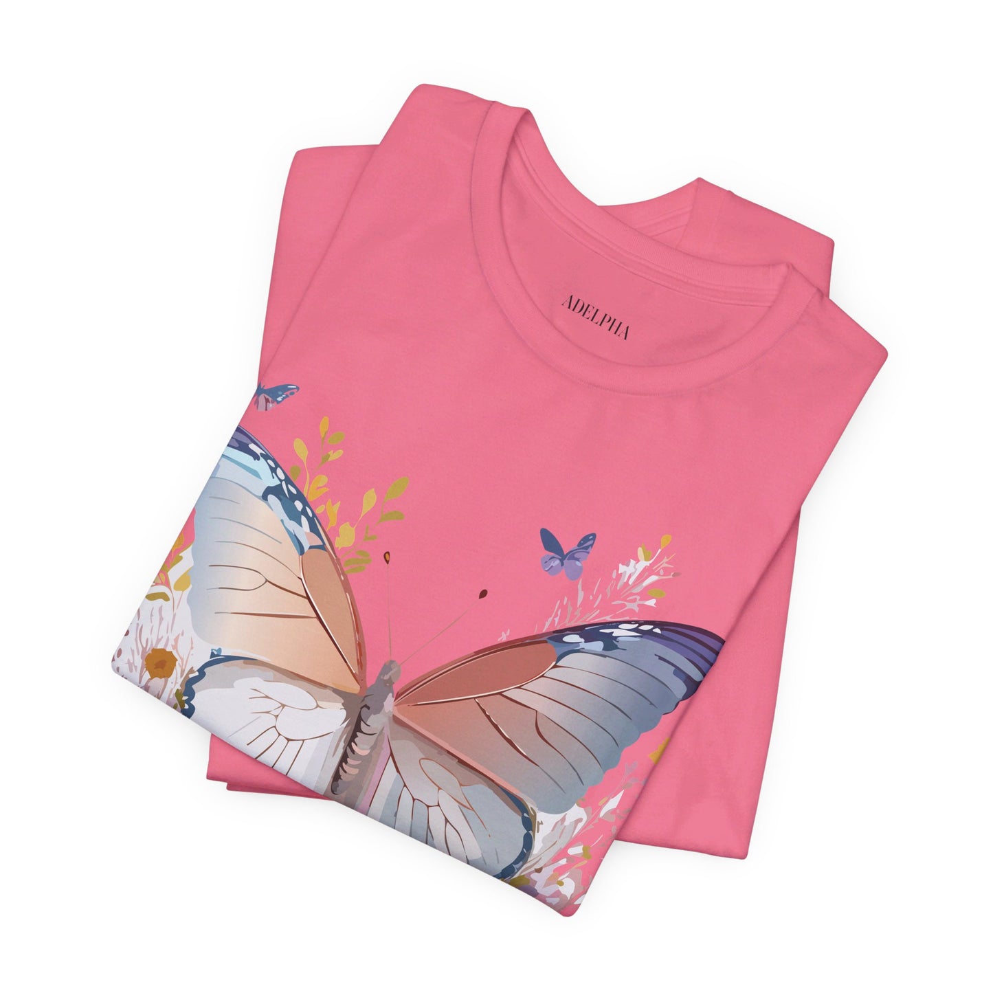 Natural Cotton Tee Shirt with Butterfly