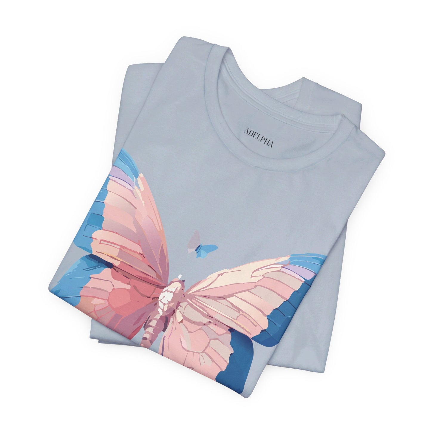 Natural Cotton Tee Shirt with Butterfly