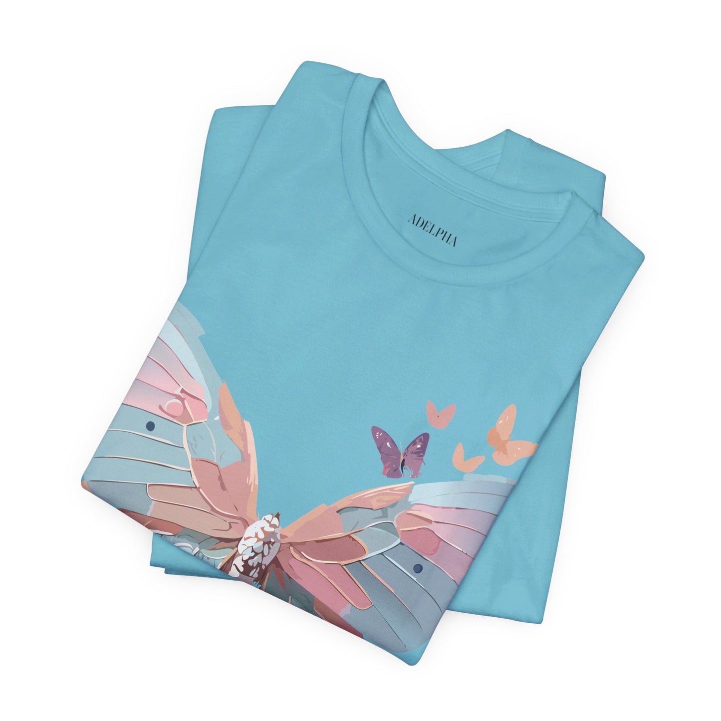 Natural Cotton Tee Shirt with Butterfly