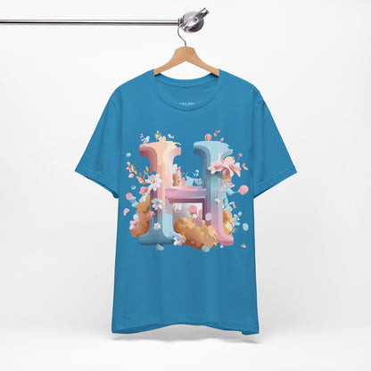 Natural Cotton Tee Shirt - Letters Collection - H Printify