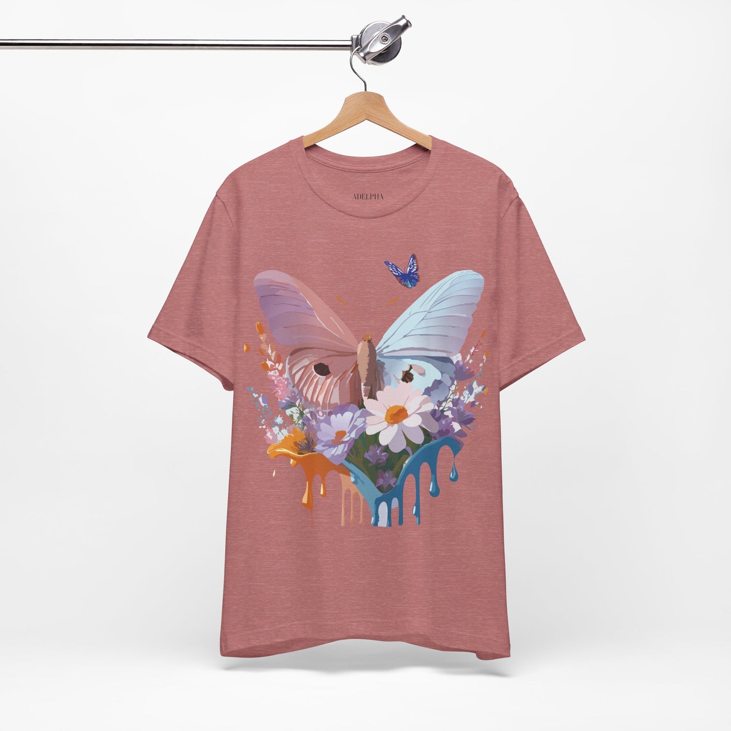 Natural Cotton Tee Shirt with Butterfly