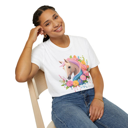 Unisex Horse Shirt Soft Cotton Tee With Animal Artwork Gildan Softstyle