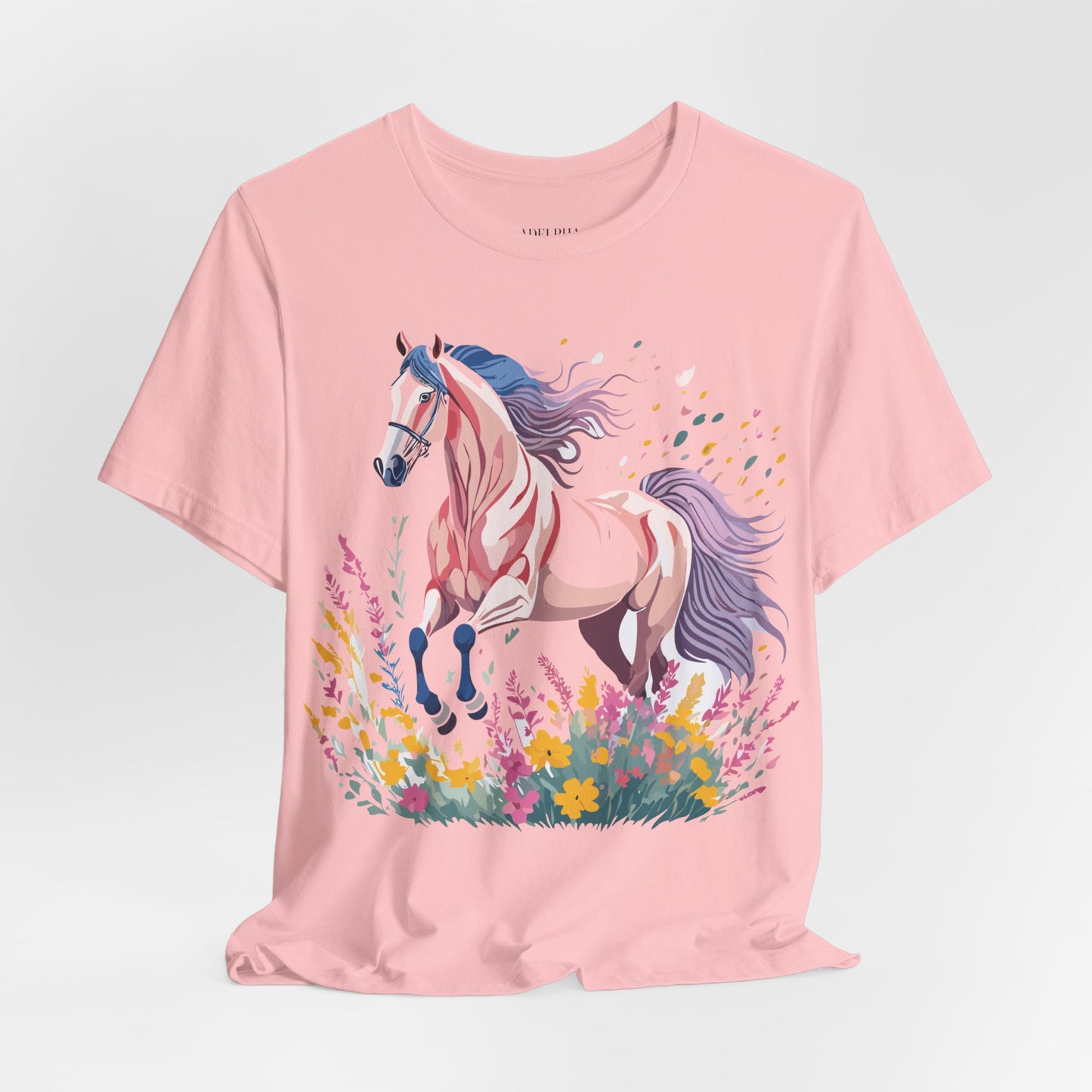 Natural Cotton Tee Shirt with Horse