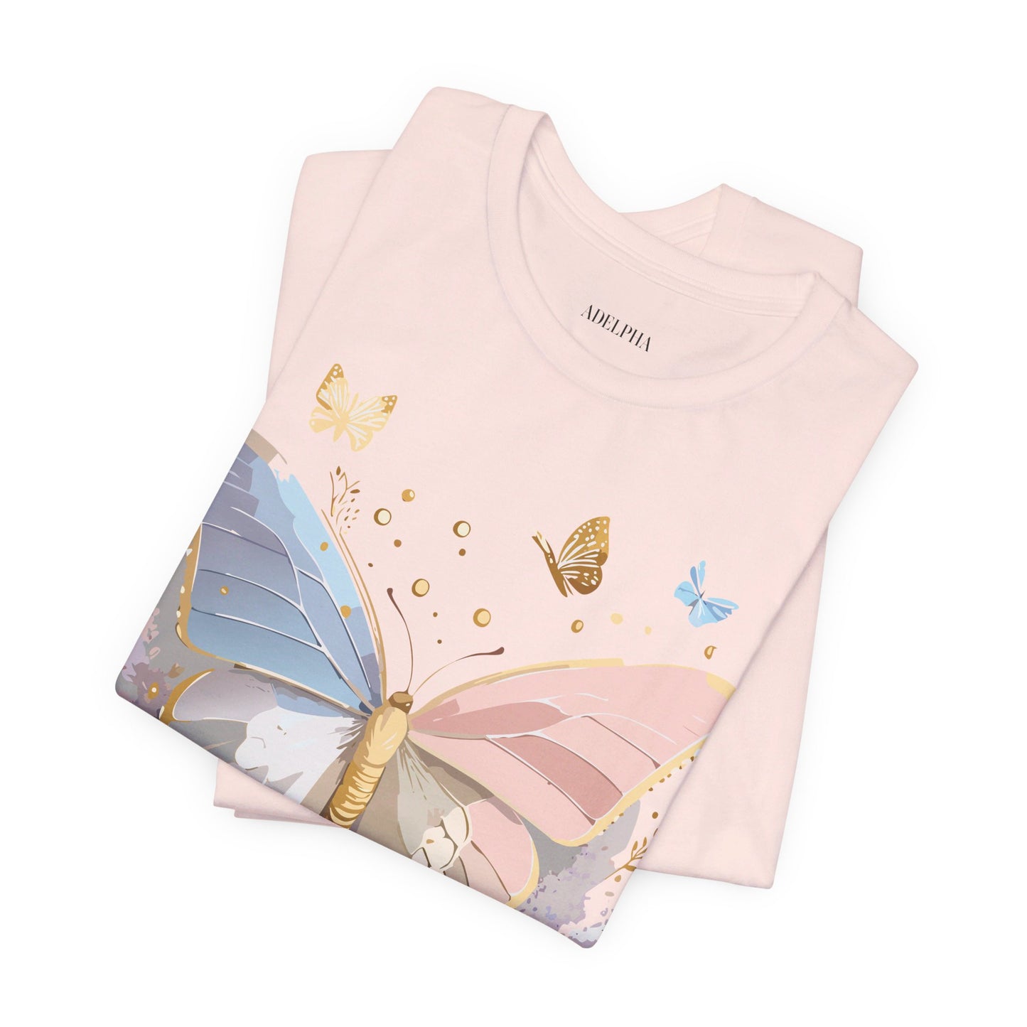 Natural Cotton Tee Shirt with Butterfly