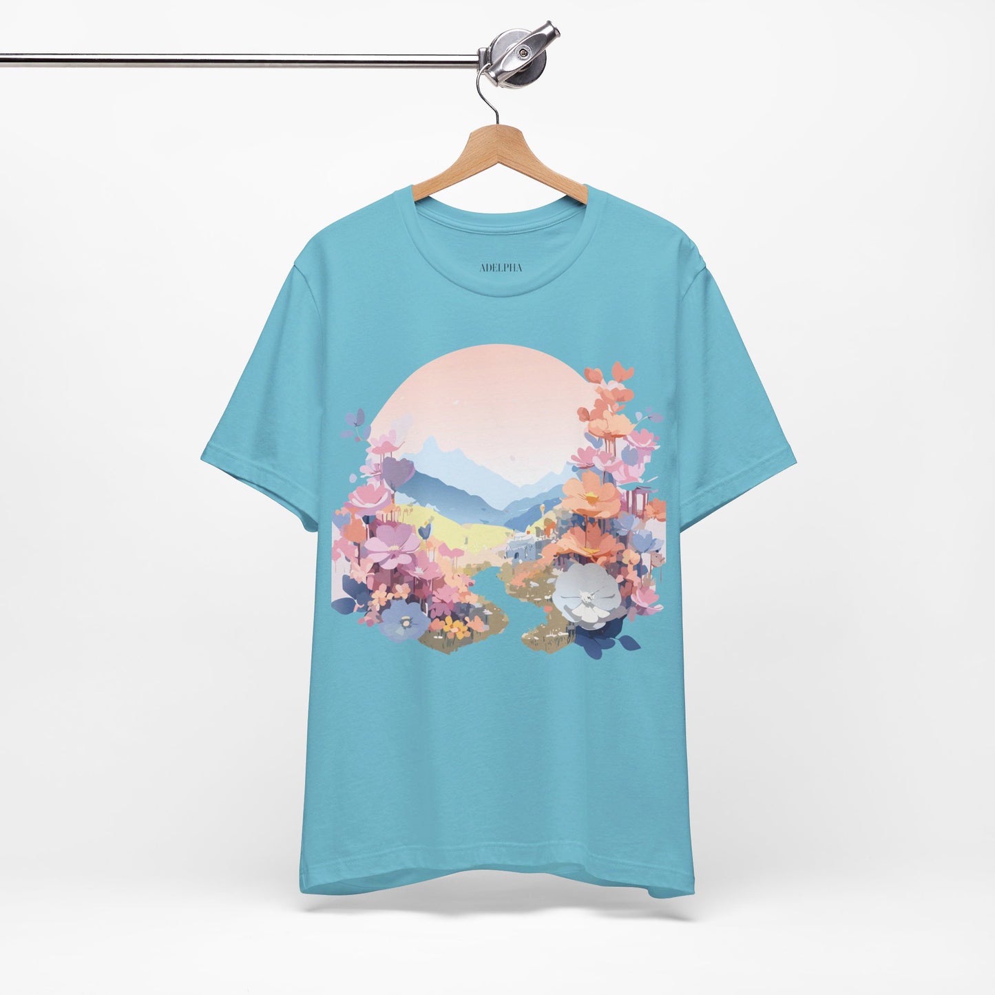 Natural Cotton Tee Shirt with Flowers