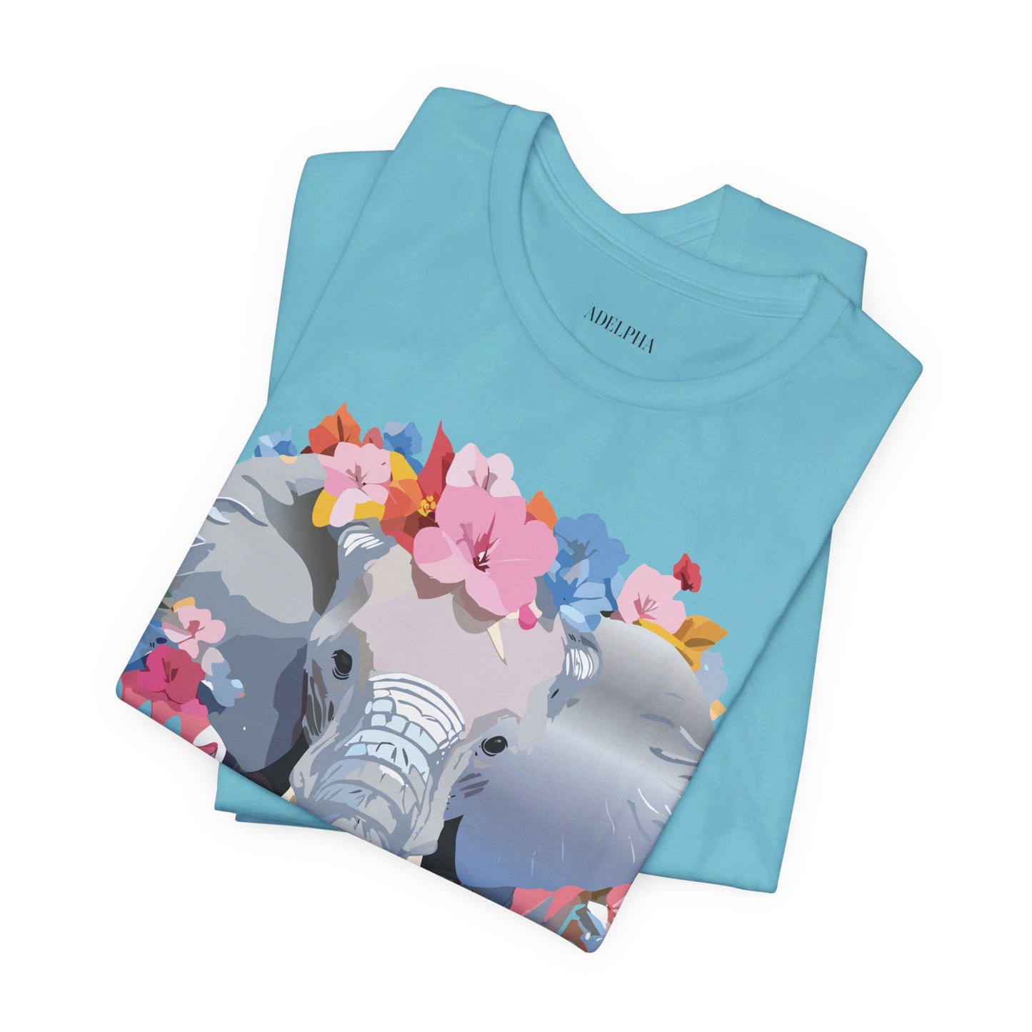 T-shirt en coton naturel avec motif éléphant