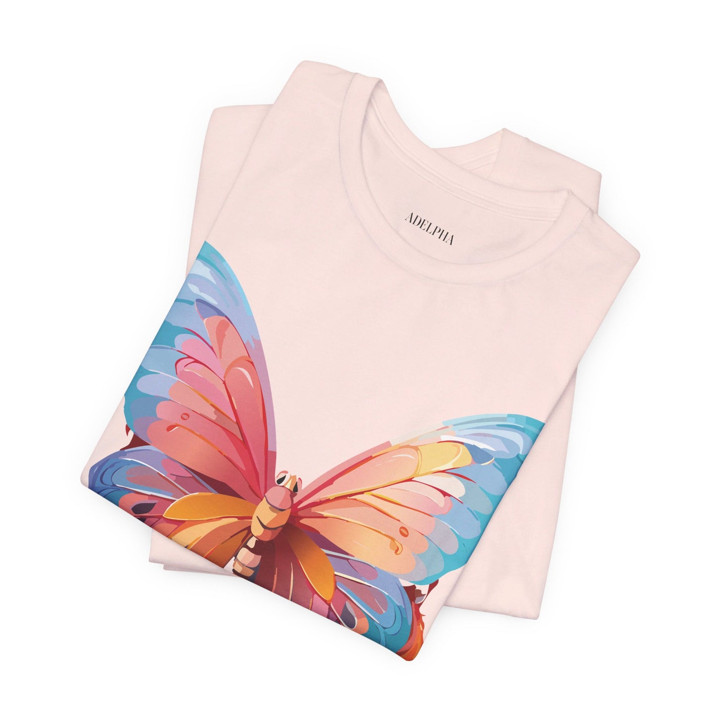 Natural Cotton Tee Shirt with Butterfly